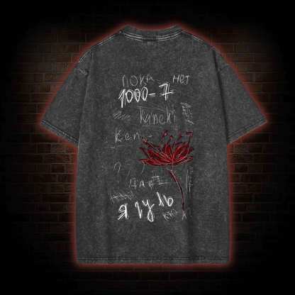 3305 Back Print Washed T-shirt