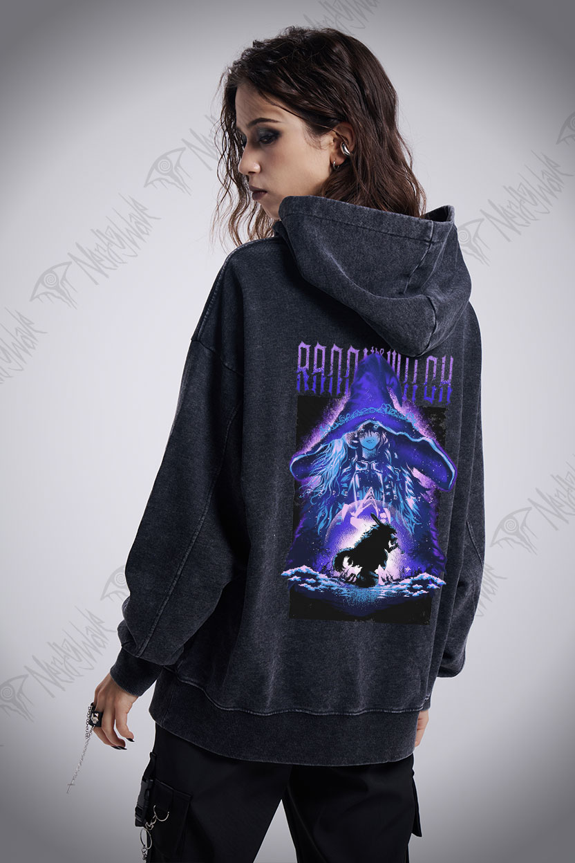 Demigod Witch Back Print Washed Hoodie