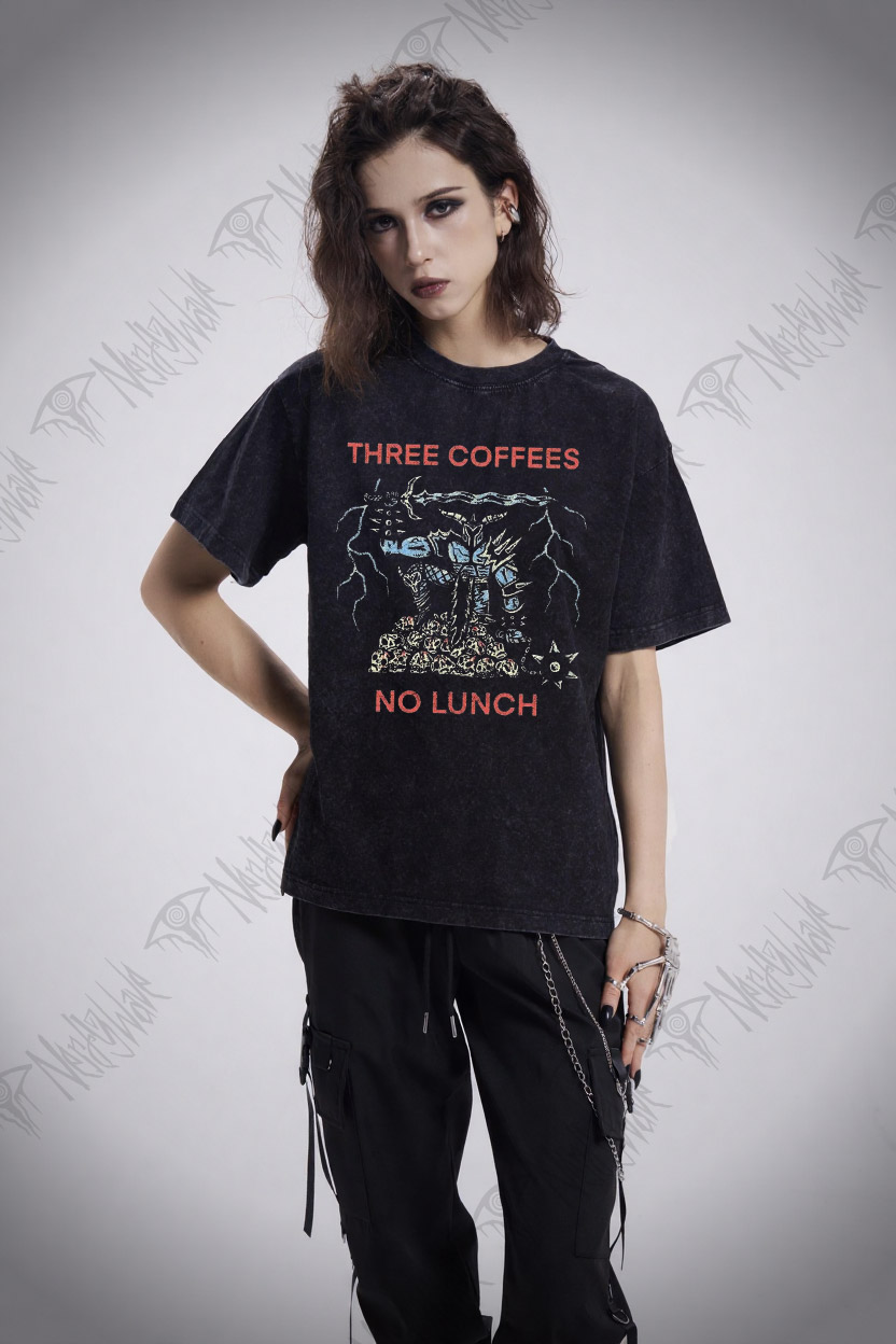 Three Coffees No Lunch Washed T-shirt