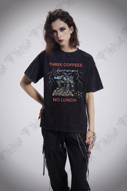 Three Coffees No Lunch Washed T-shirt