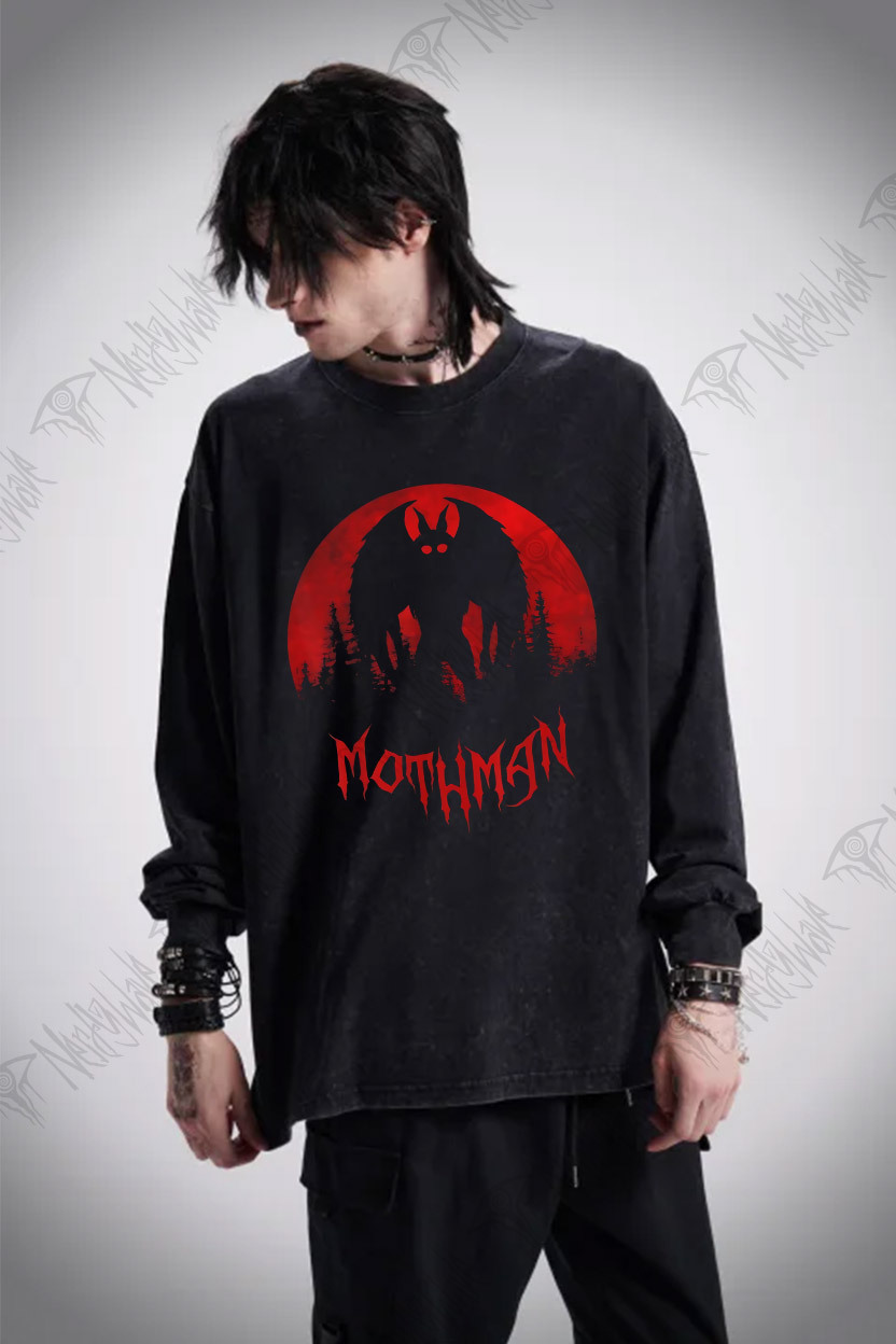 Cryptid Mothman Washed Long-Sleeve T-shirt