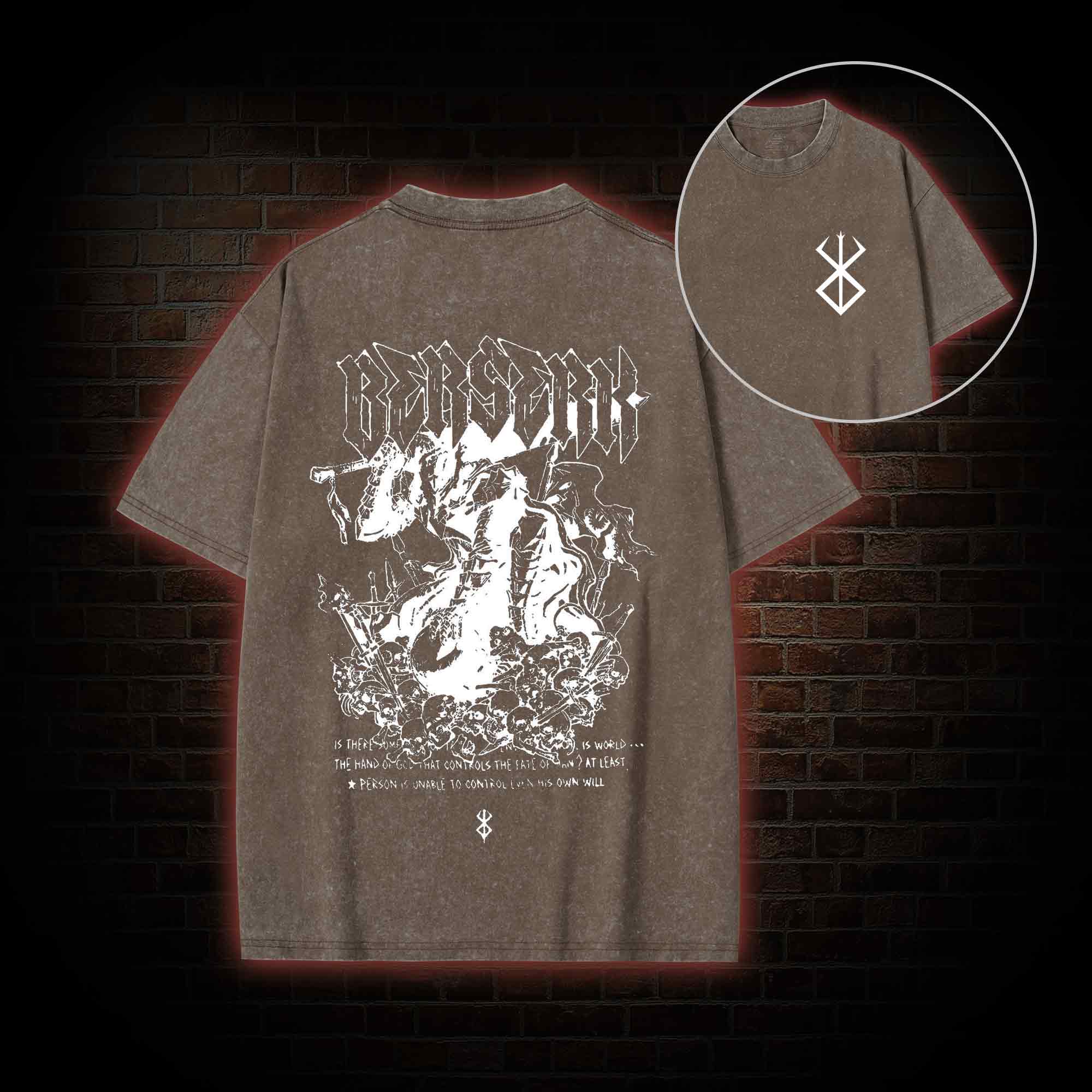 3877 Back Print Washed T-shirt