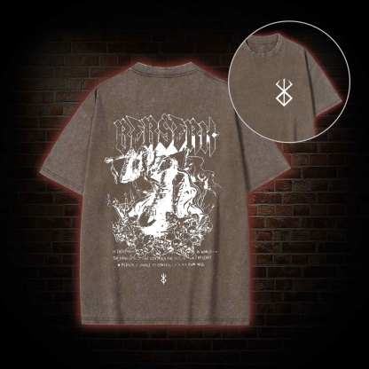 3877 Back Print Washed T-shirt