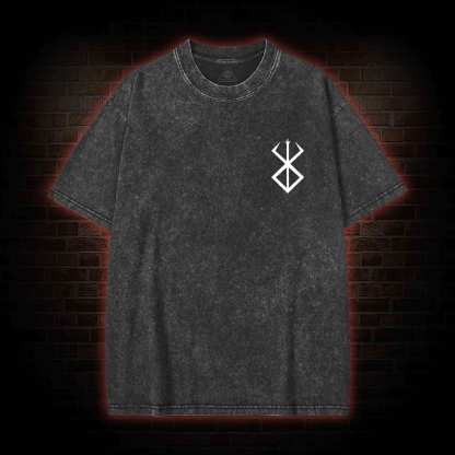 3877 Back Print Washed T-shirt