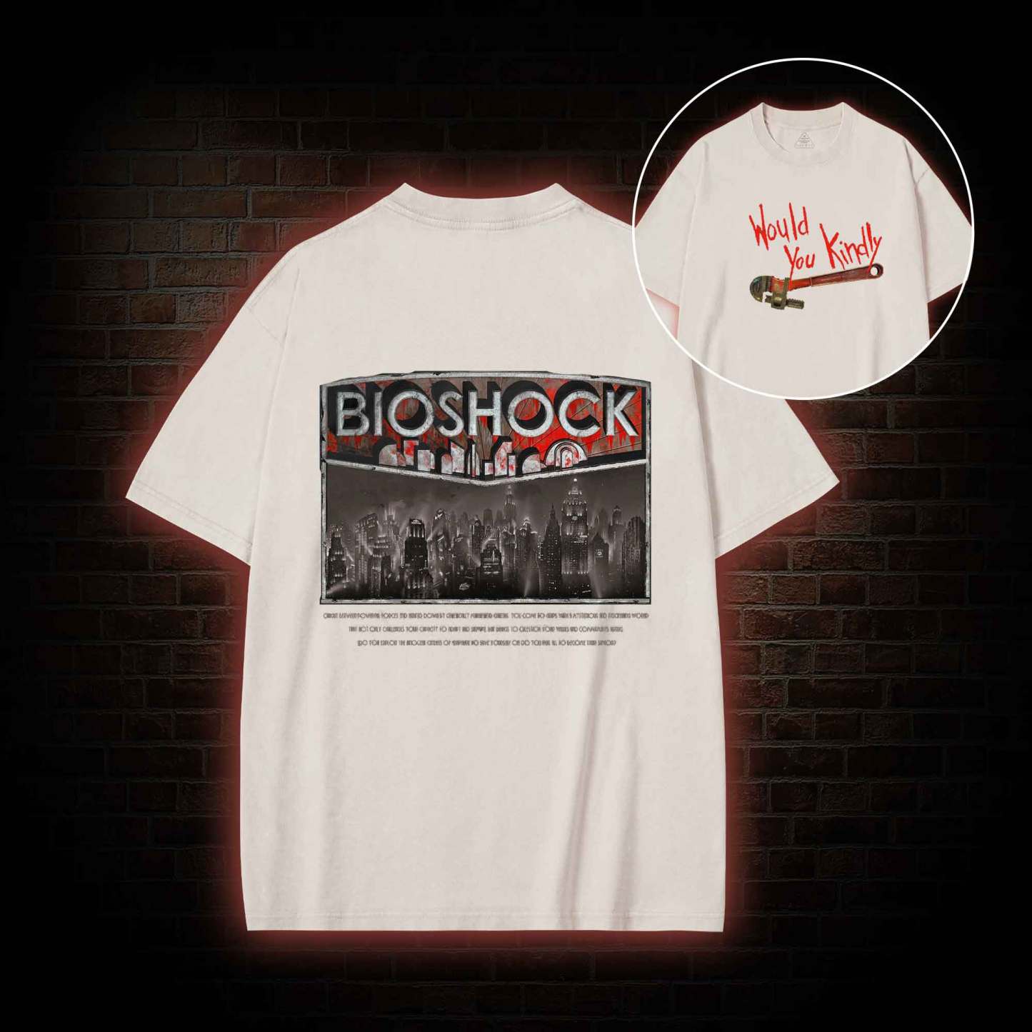 Would You Kindly Back Print Washed T-shirt