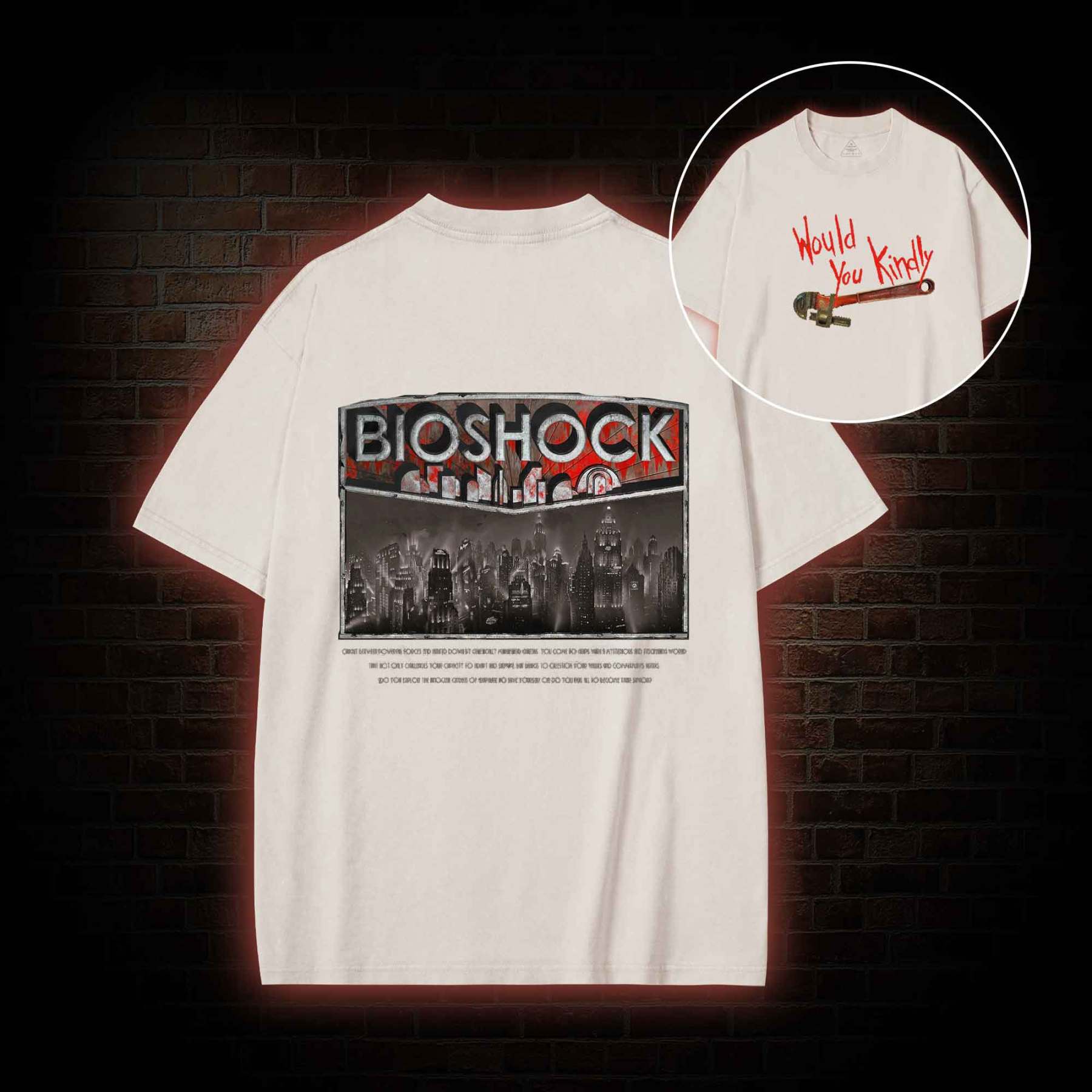 Would You Kindly Back Print Washed T-shirt