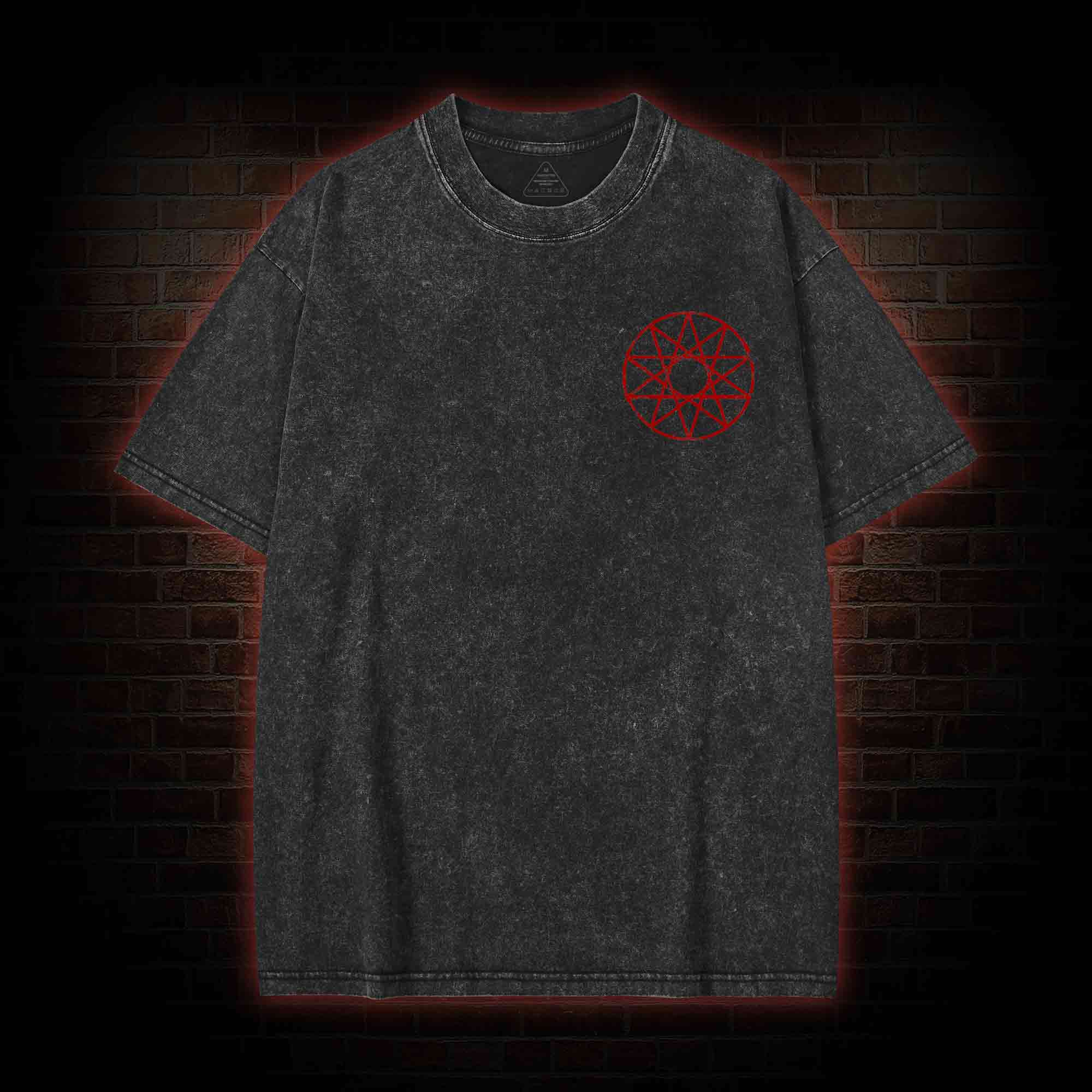 Dark Devil Baphomet Back Print Washed T-shirt