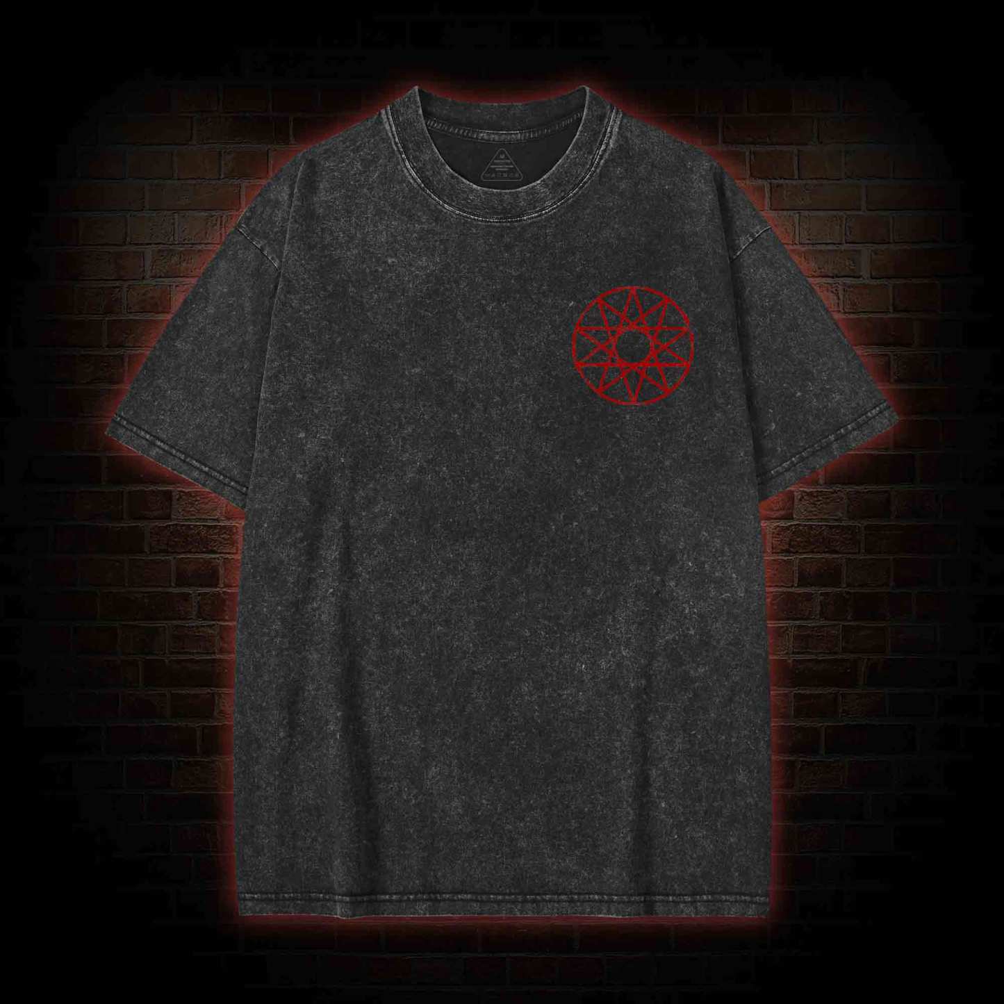 Dark Devil Baphomet Back Print Washed T-shirt