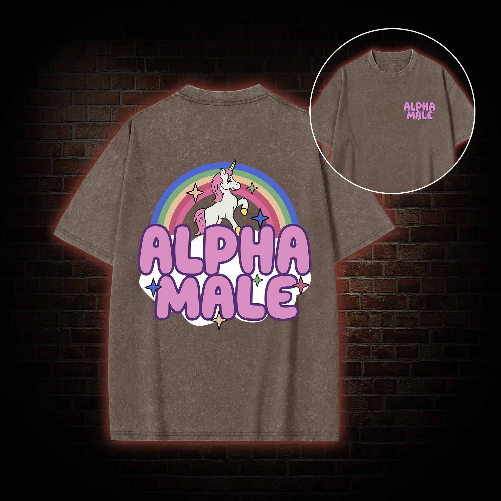 Alpha Male Back Print Washed T-shirt