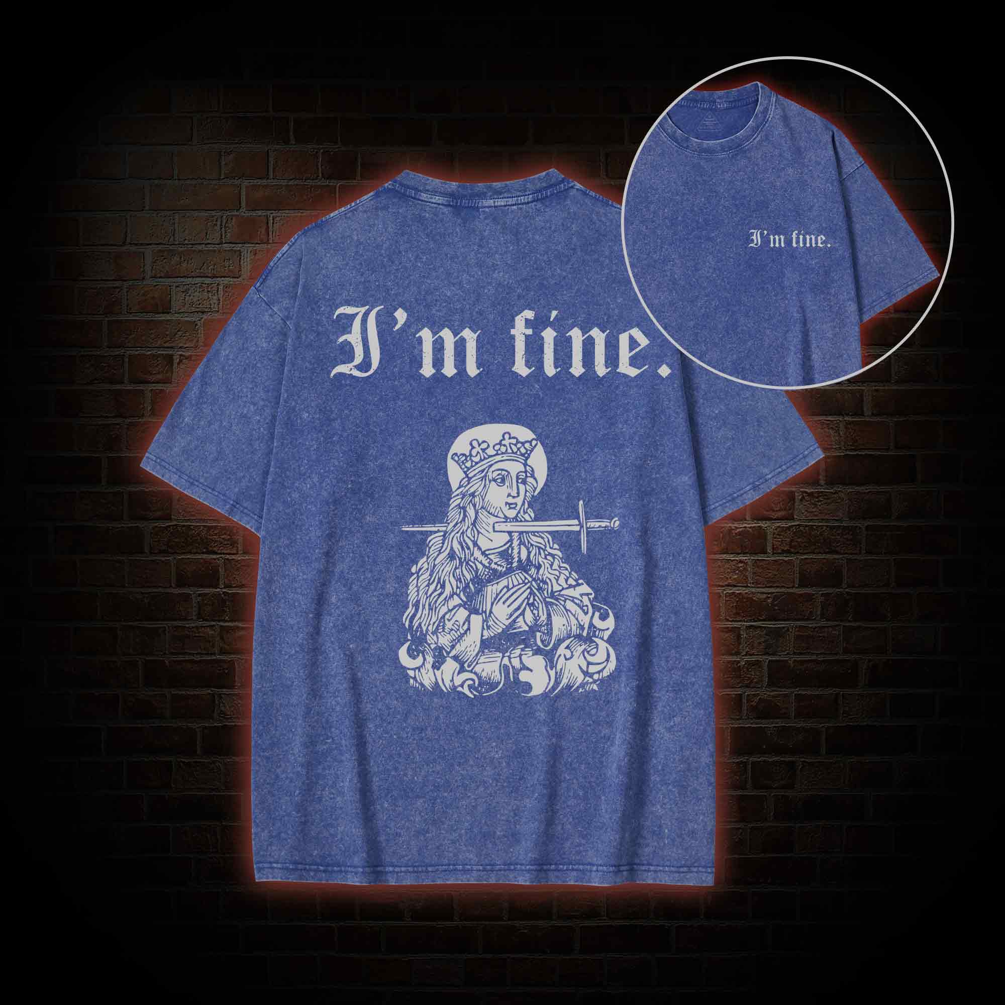I'm Fine Back Print Washed T-shirt