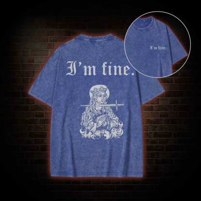 I'm Fine Back Print Washed T-shirt