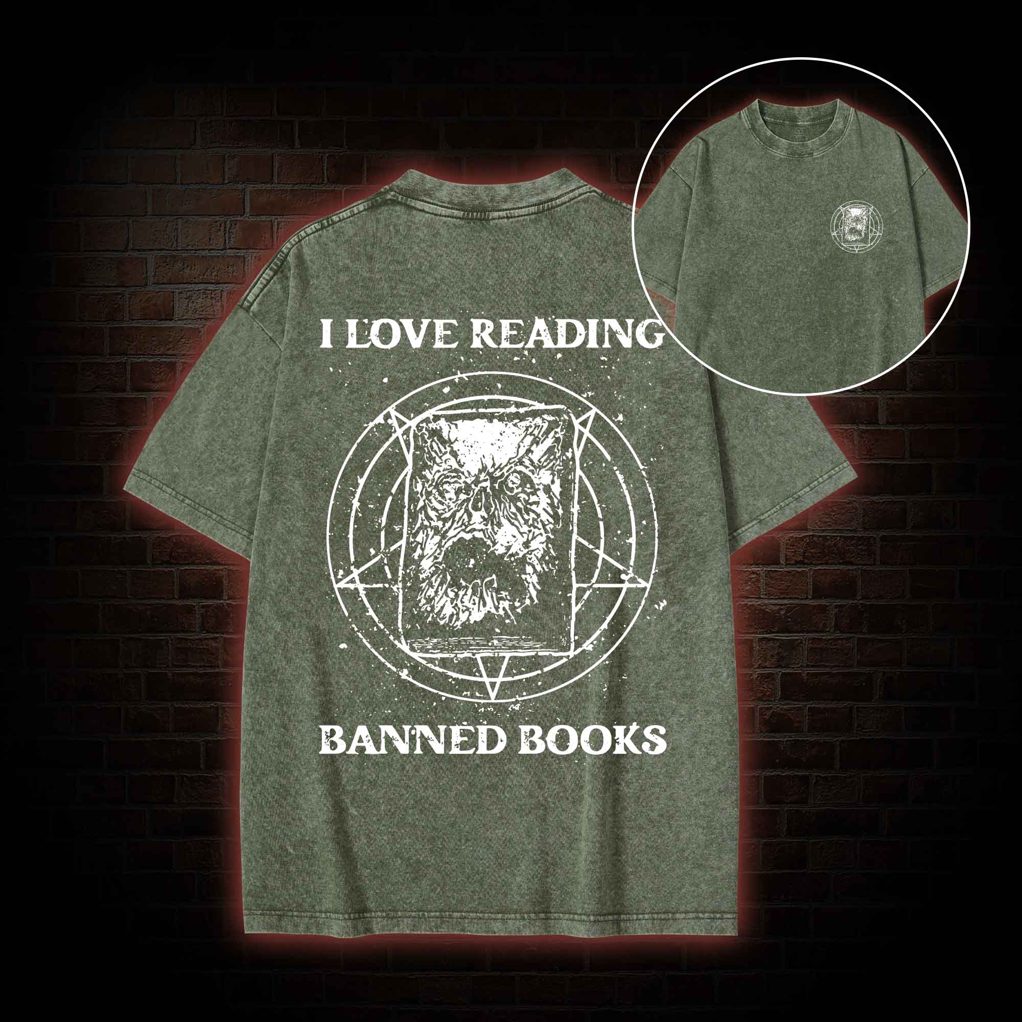 Evil Reader  Back Print Washed T-shirt