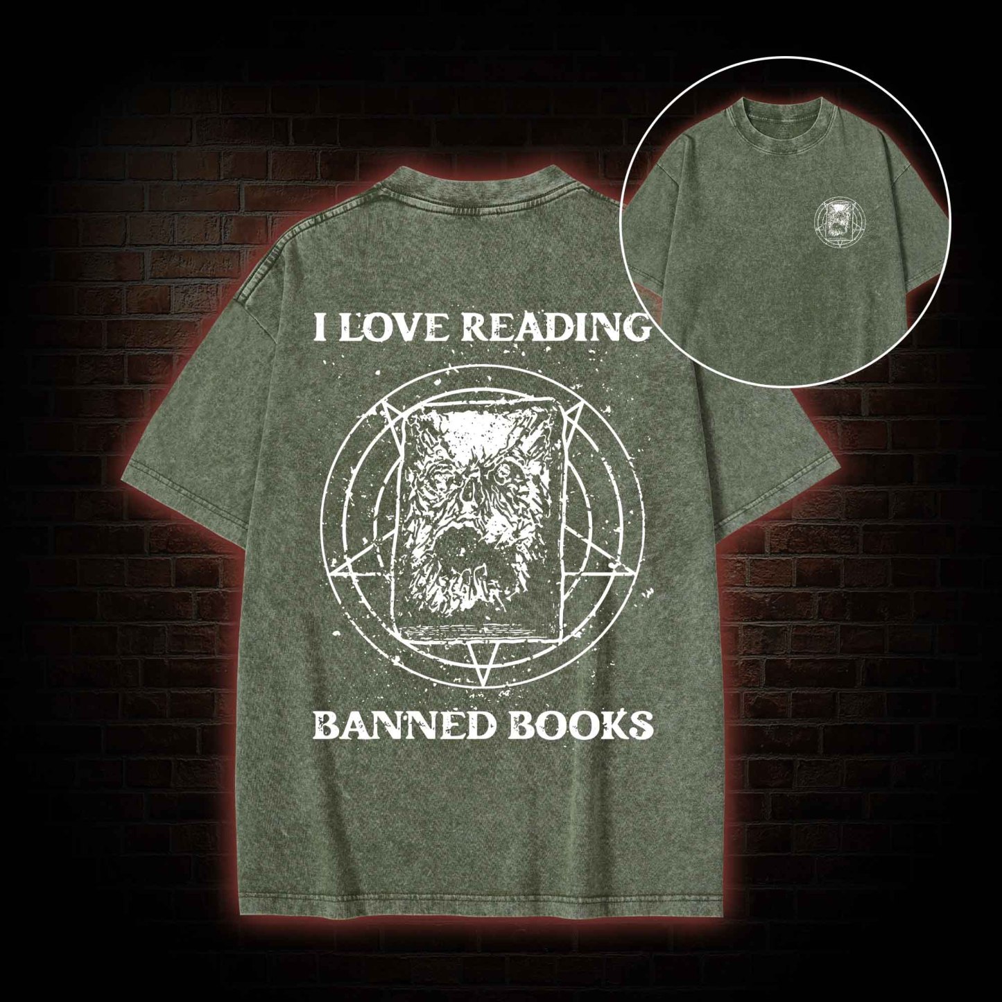 Evil Reader  Back Print Washed T-shirt