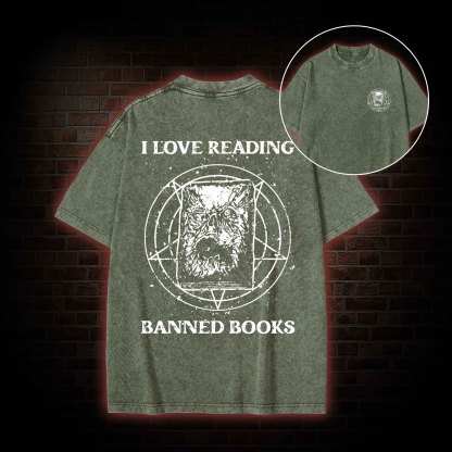 Evil Reader  Back Print Washed T-shirt