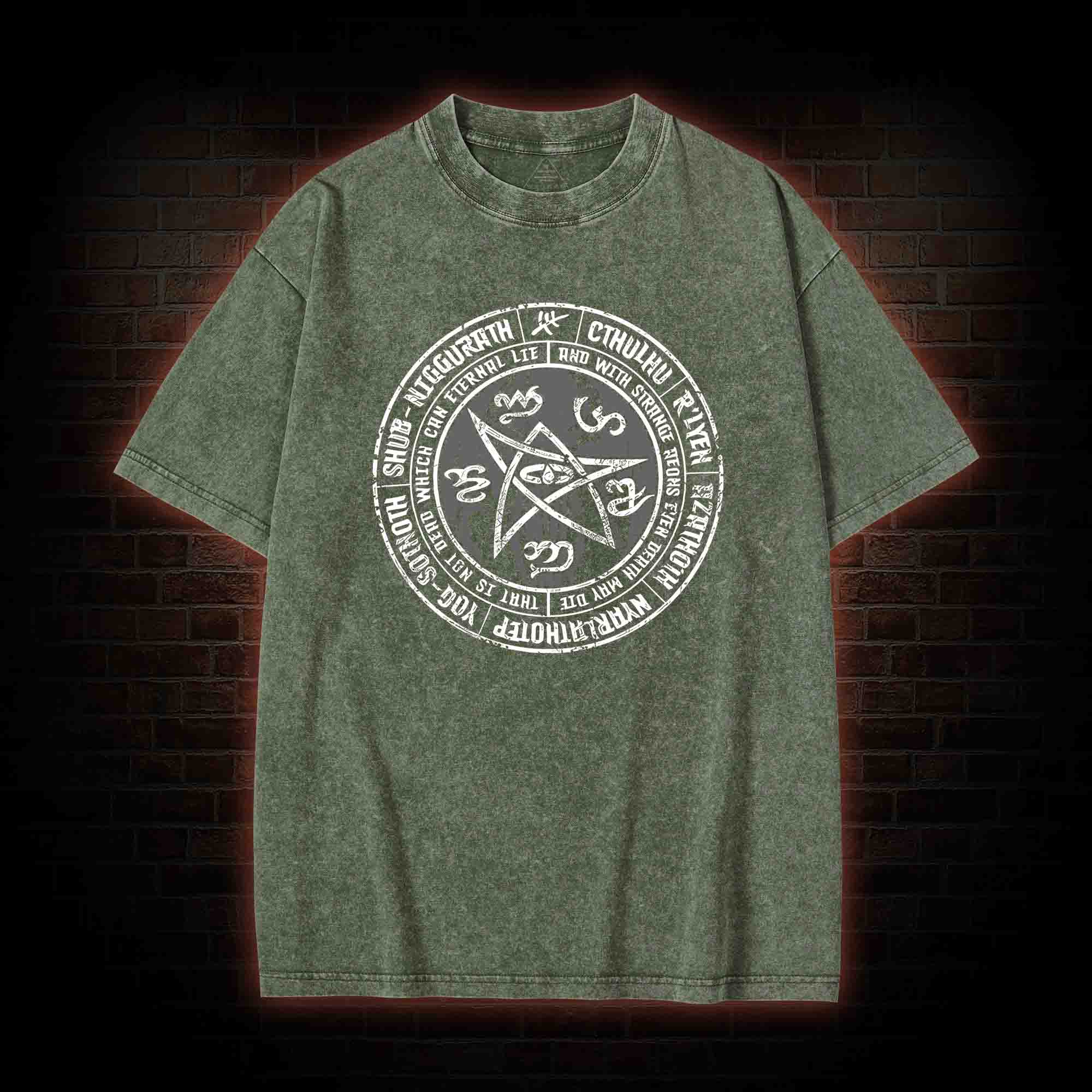 Cthulhu Elder Sign Washed T-shirt