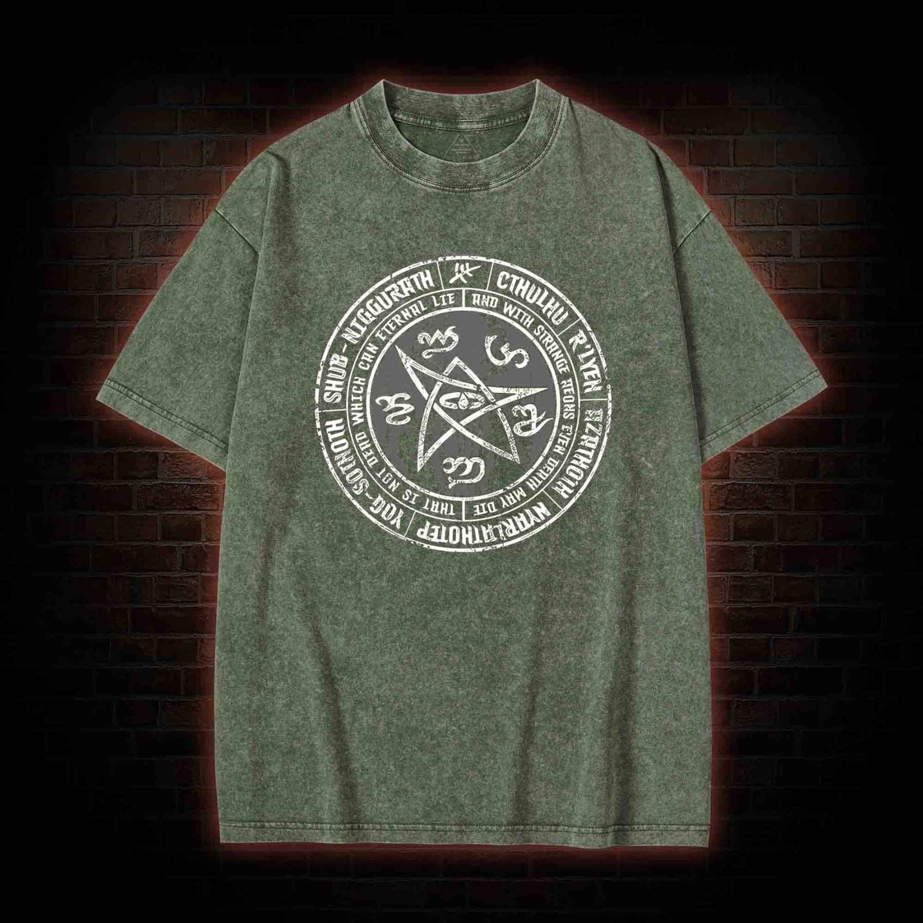 Cthulhu Elder Sign Washed T-shirt