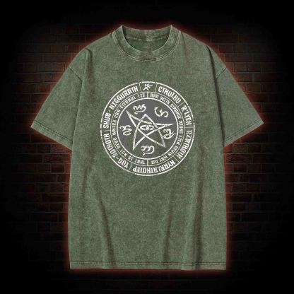 Cthulhu Elder Sign Washed T-shirt