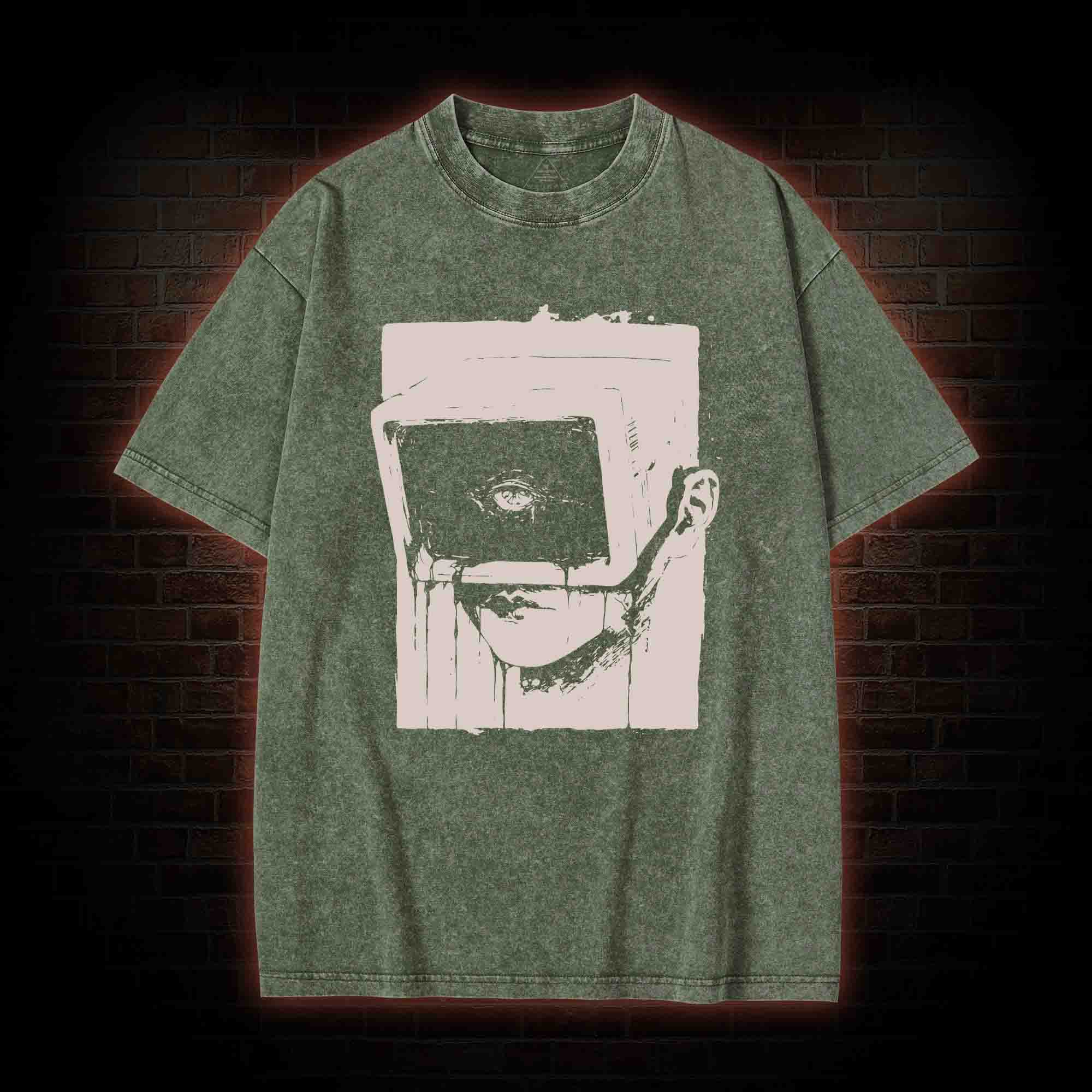 Weirdcore Dystopian Computer Washed T-shirt