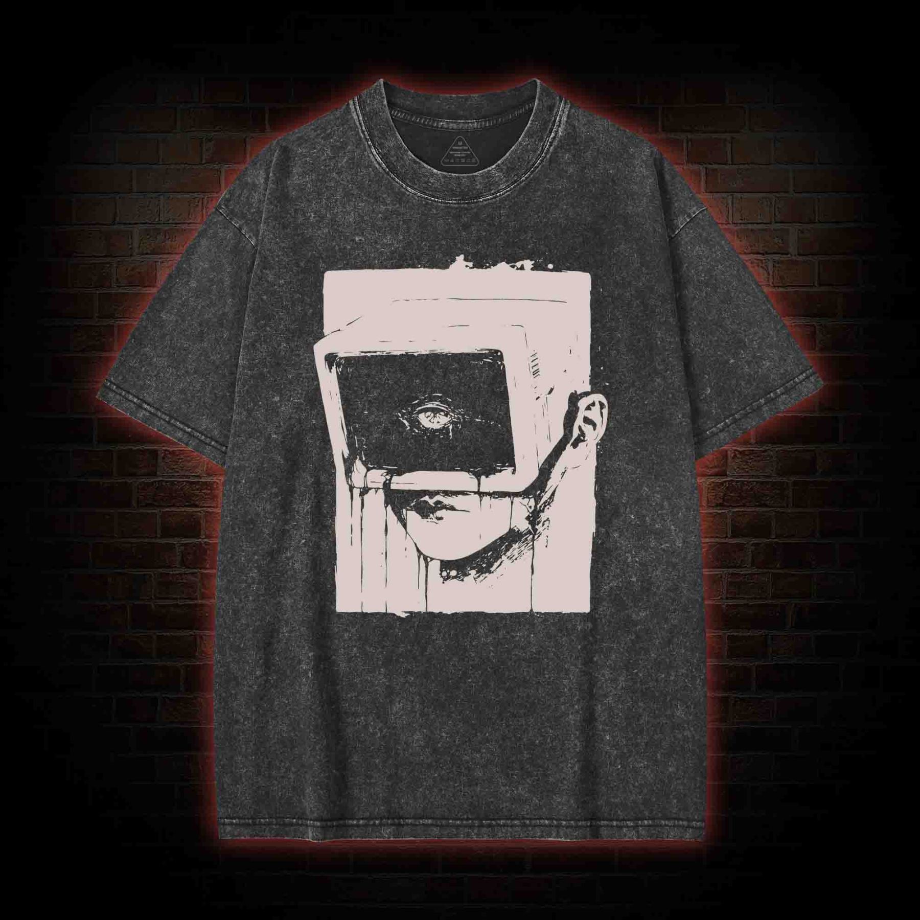 Weirdcore Dystopian Computer Washed T-shirt