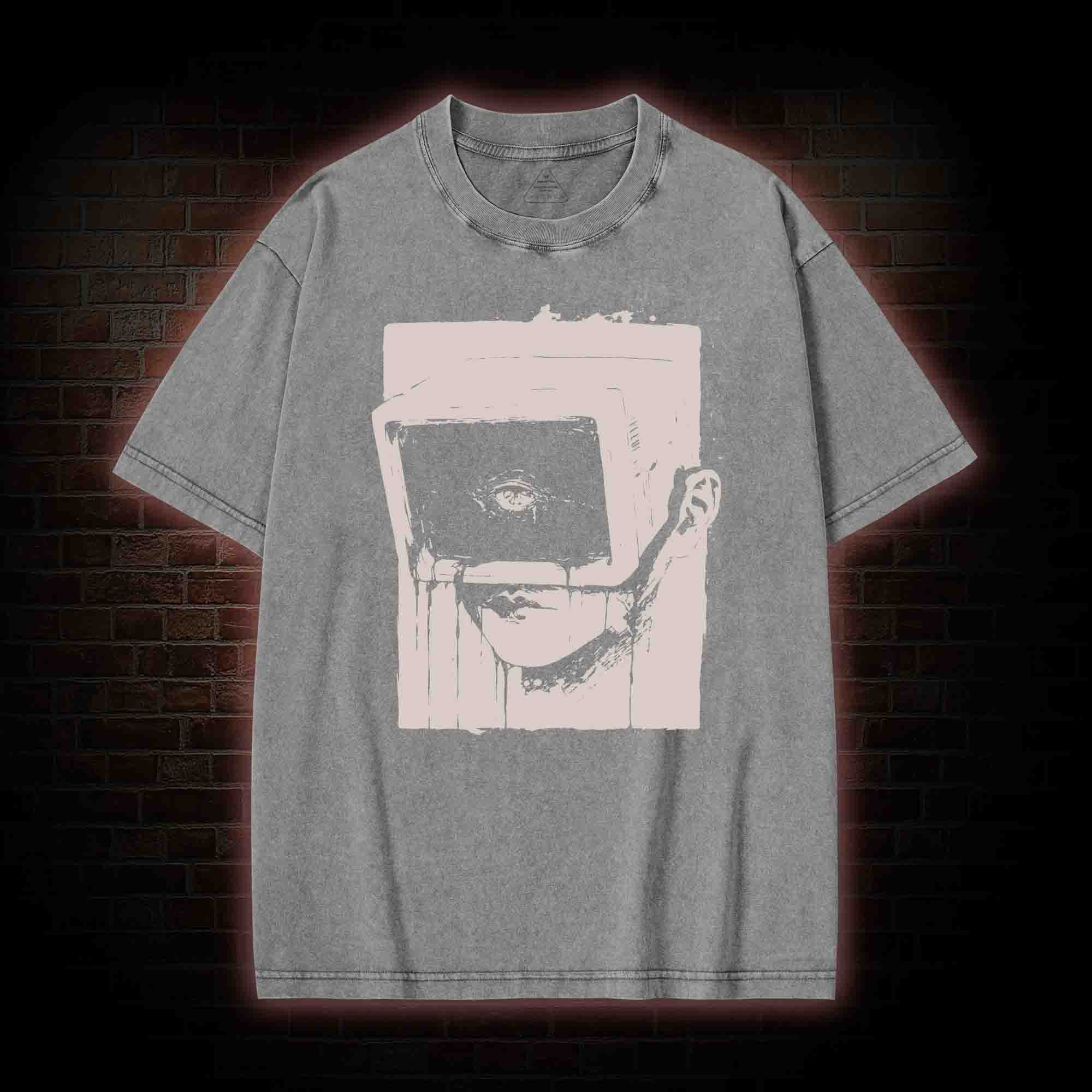 Weirdcore Dystopian Computer Washed T-shirt