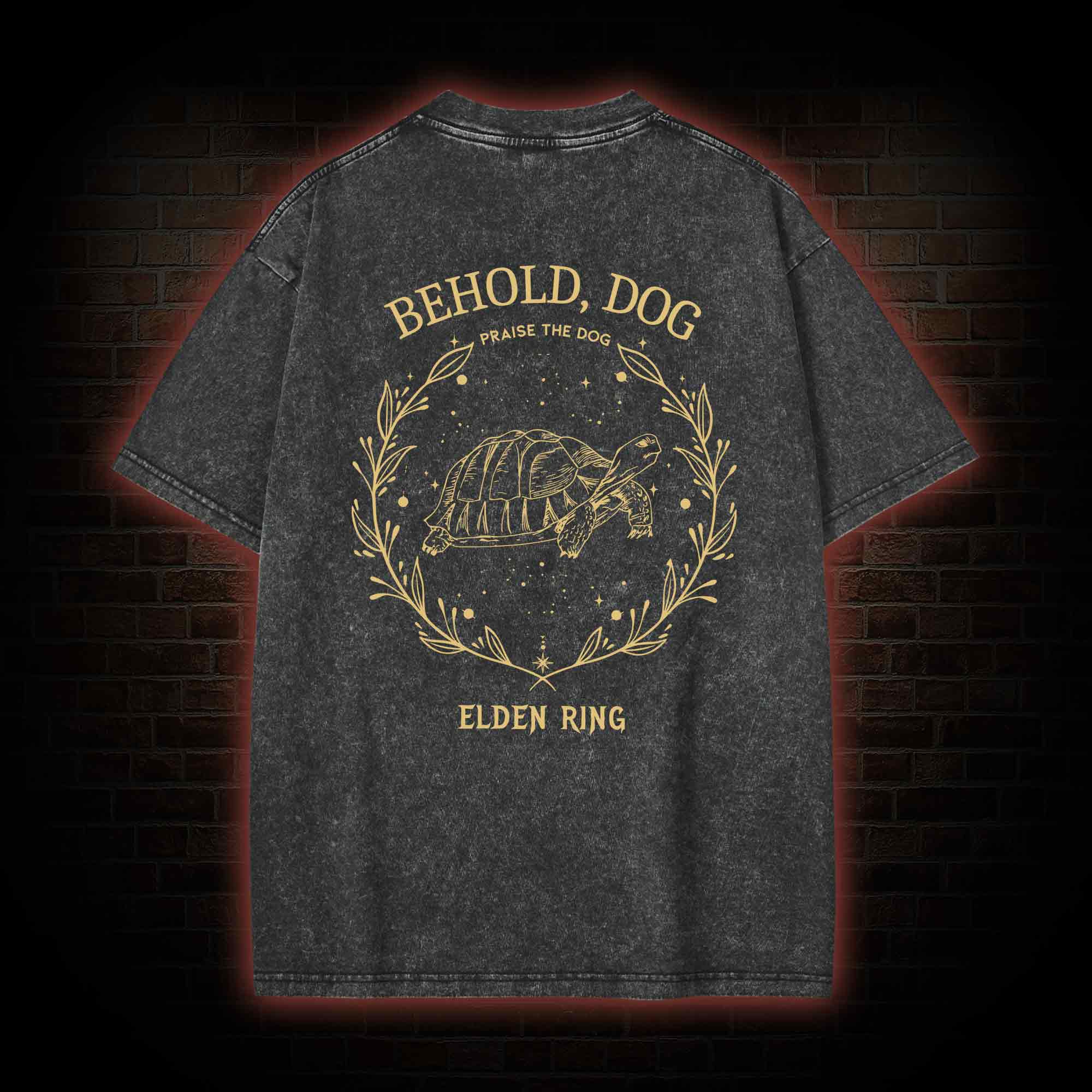 Behold Dog Front Back Washed T-shirt