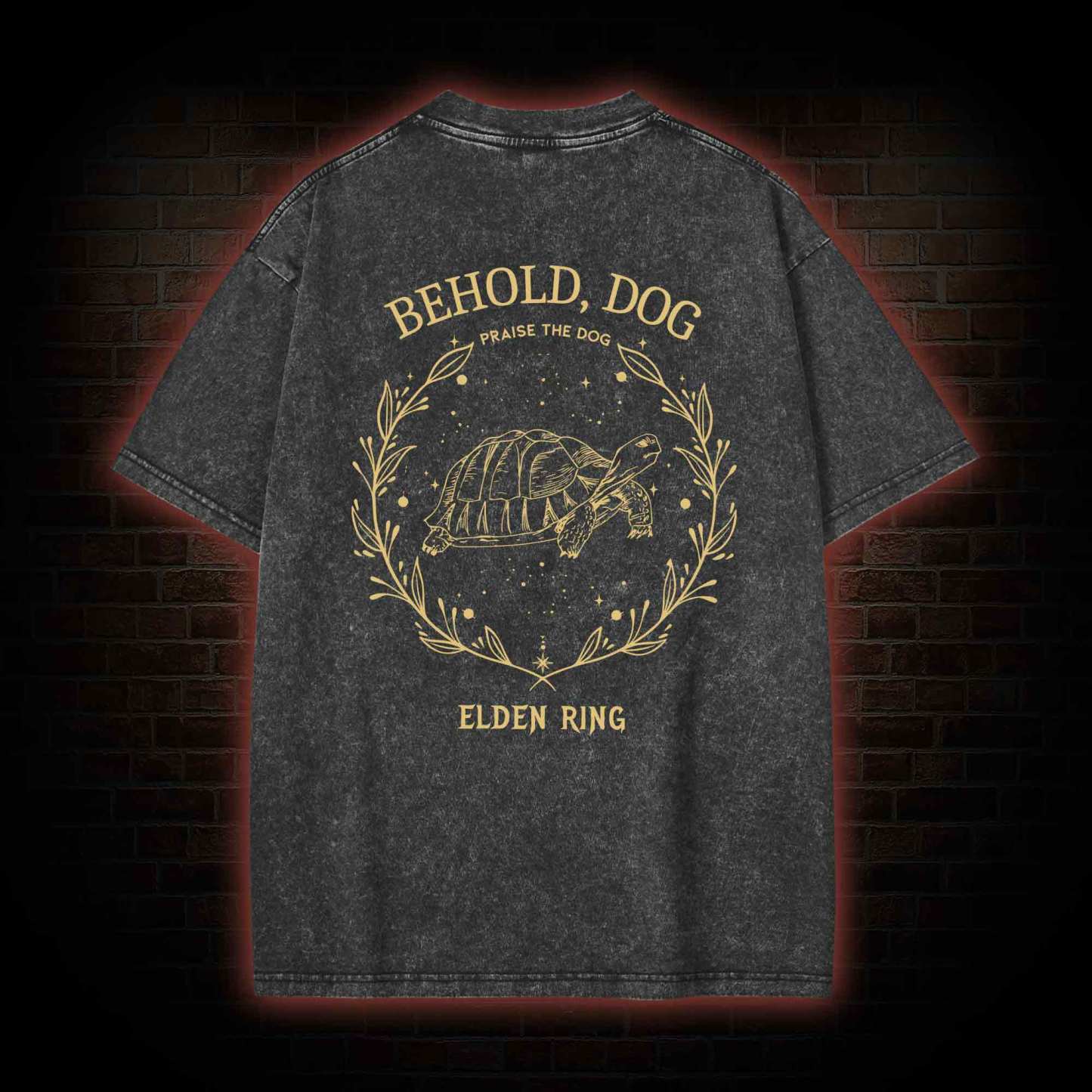 Behold Dog Front Back Washed T-shirt