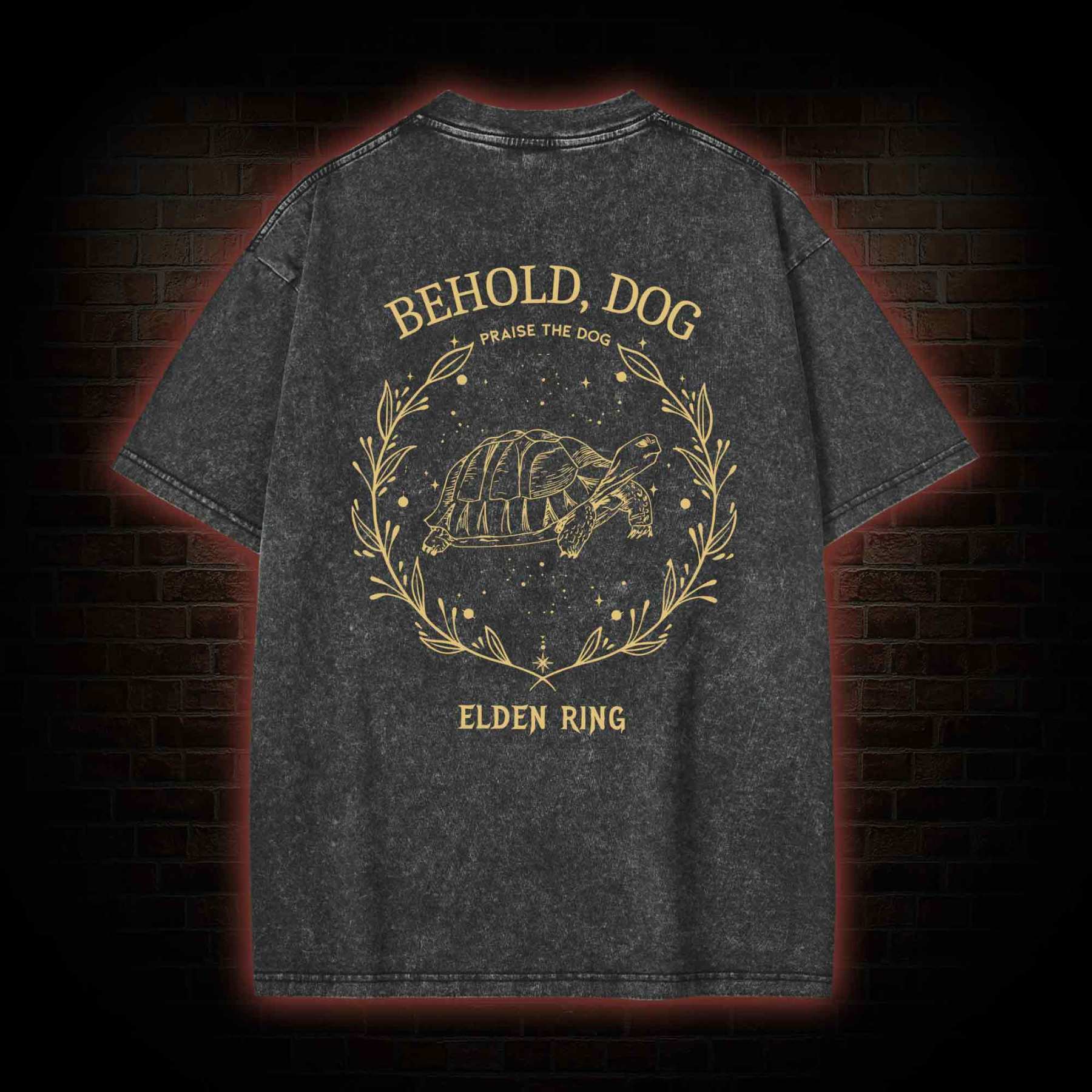Behold Dog Front Back Washed T-shirt