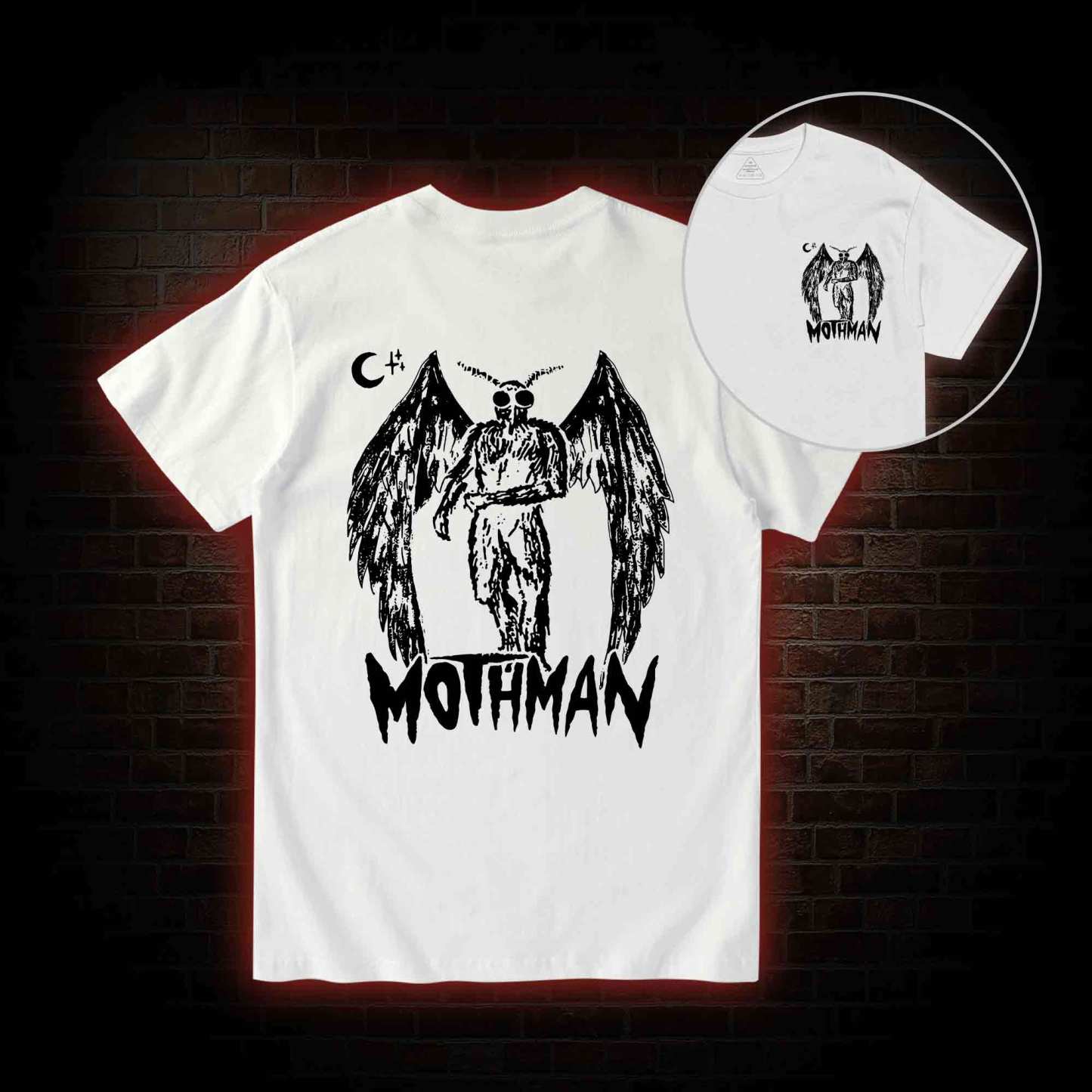 Mothman Bcak Print T-shirt