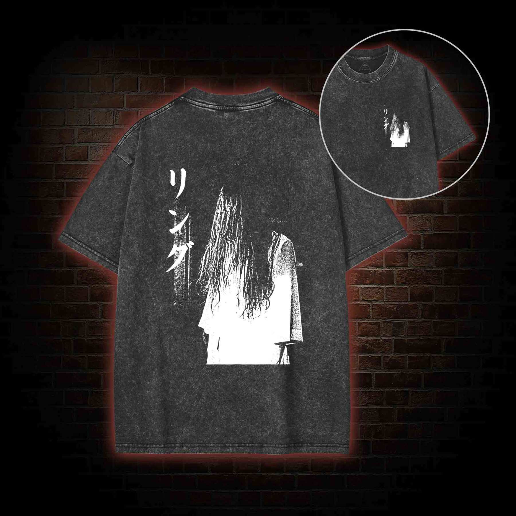Vintage Ghost Back Print Washed T-shirt