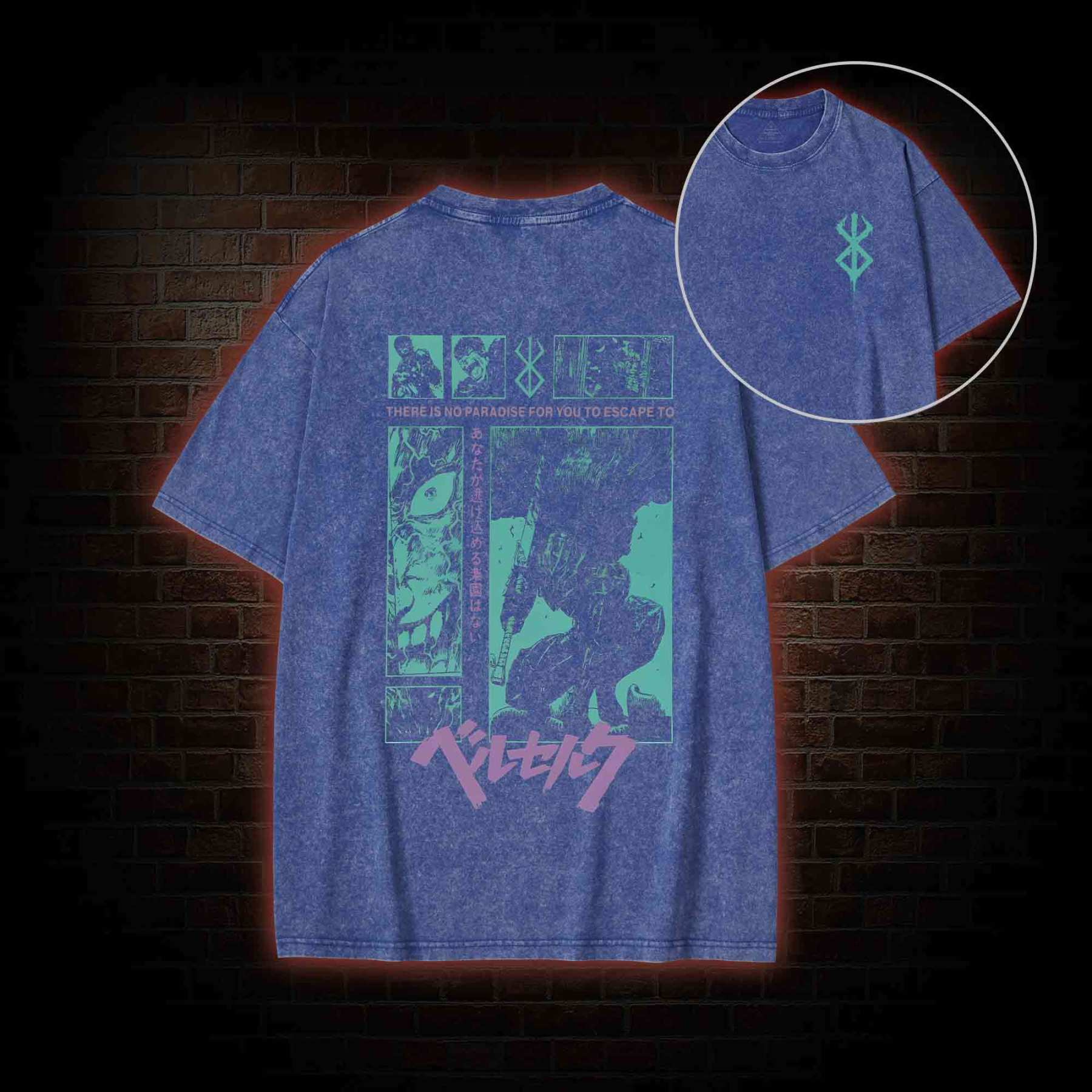 Berserk Guts Back Print Washed T-shirt