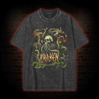 Giant Octopus Kraken Washed T-shirt