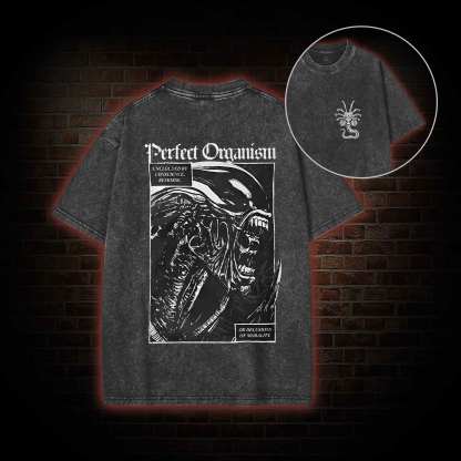 Alien Perfect Organism Back Print Washed T-shirt