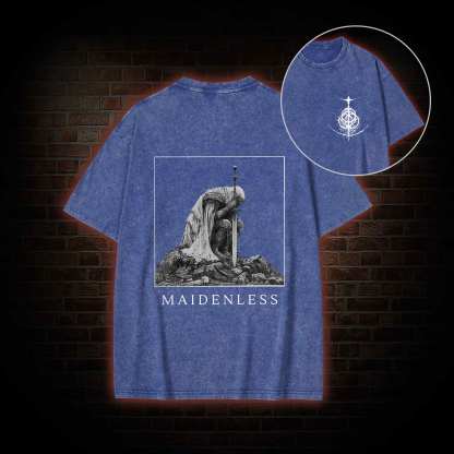 Maidenless Back Print Washed T-shirt