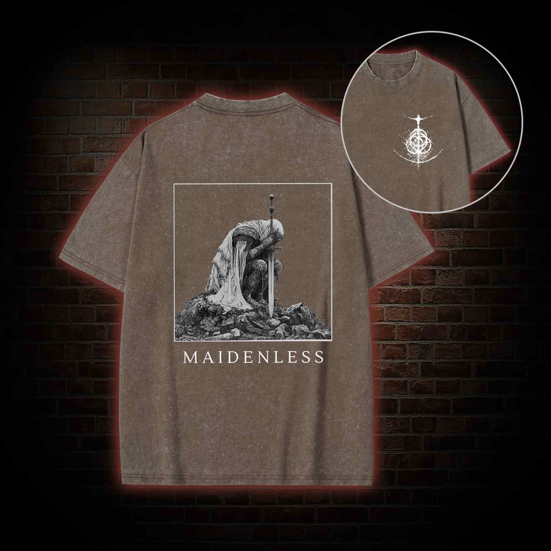 Maidenless Back Print Washed T-shirt