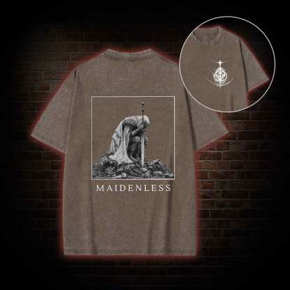 Maidenless Back Print Washed T-shirt