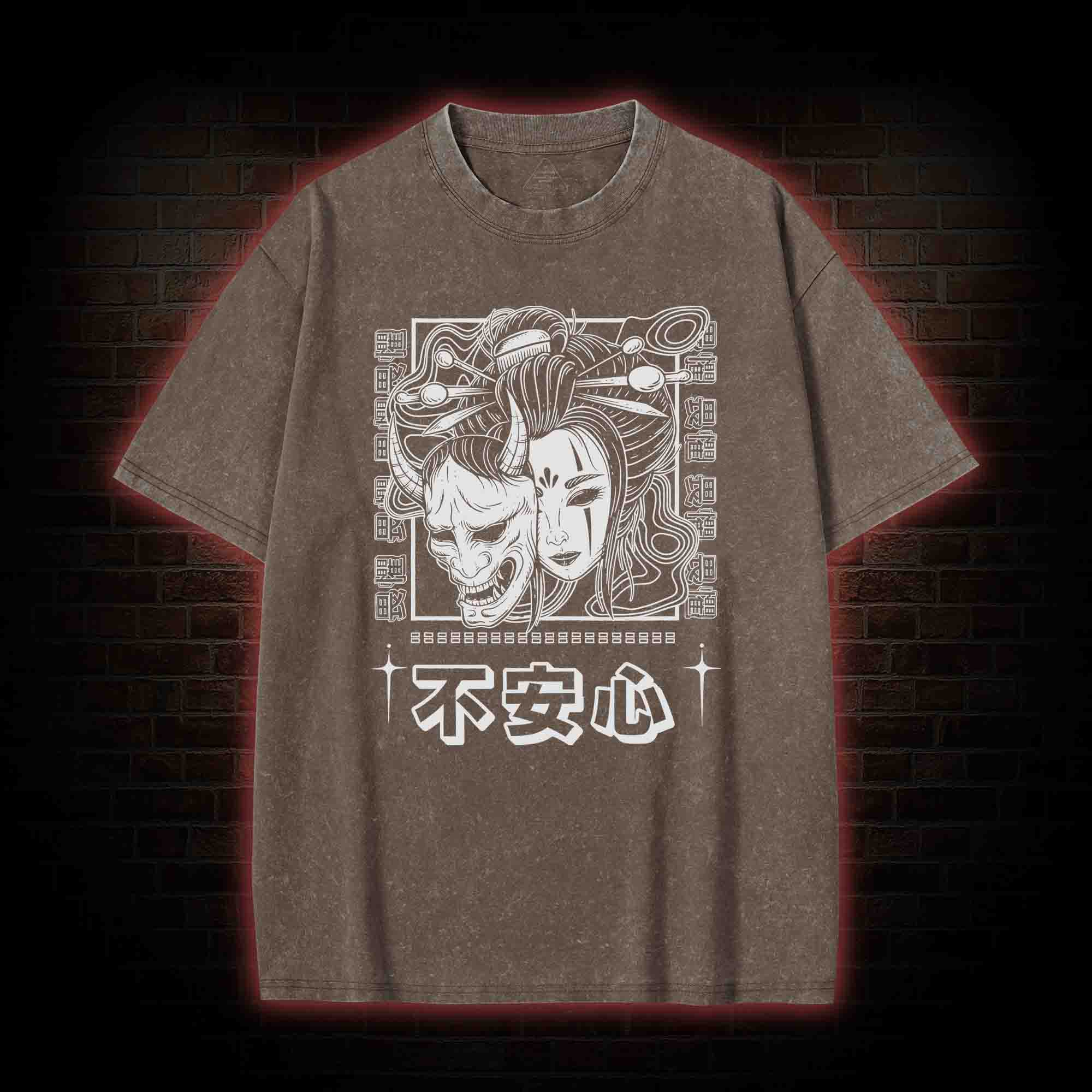 Geisha Woman Mask Washed T-shirt