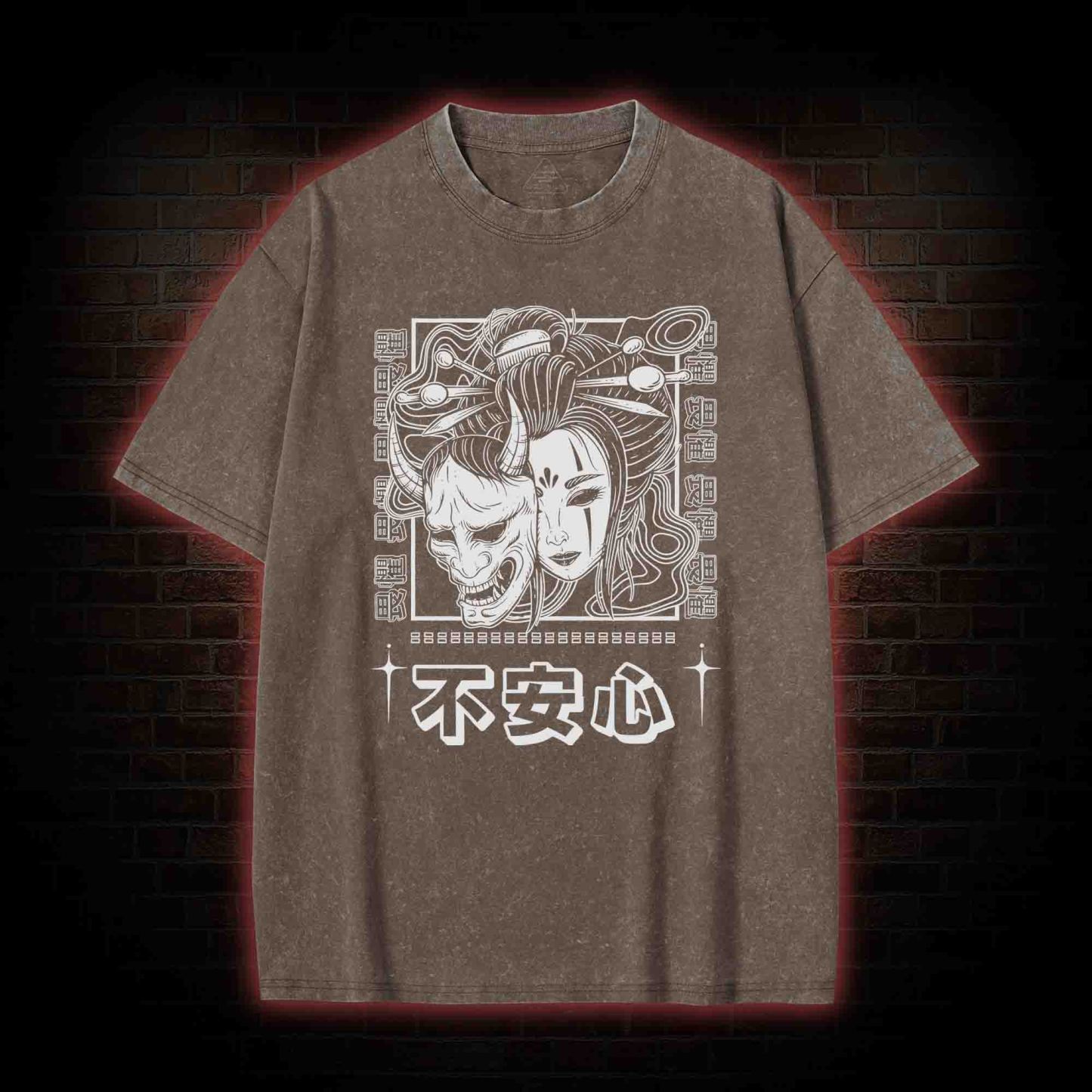 Geisha Woman Mask Washed T-shirt
