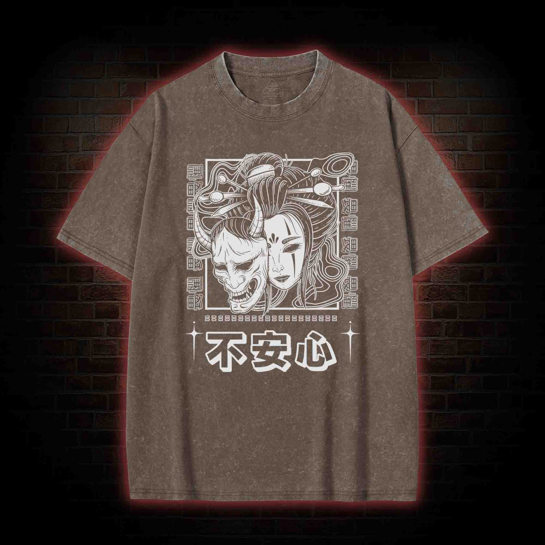 Geisha Woman Mask Washed T-shirt