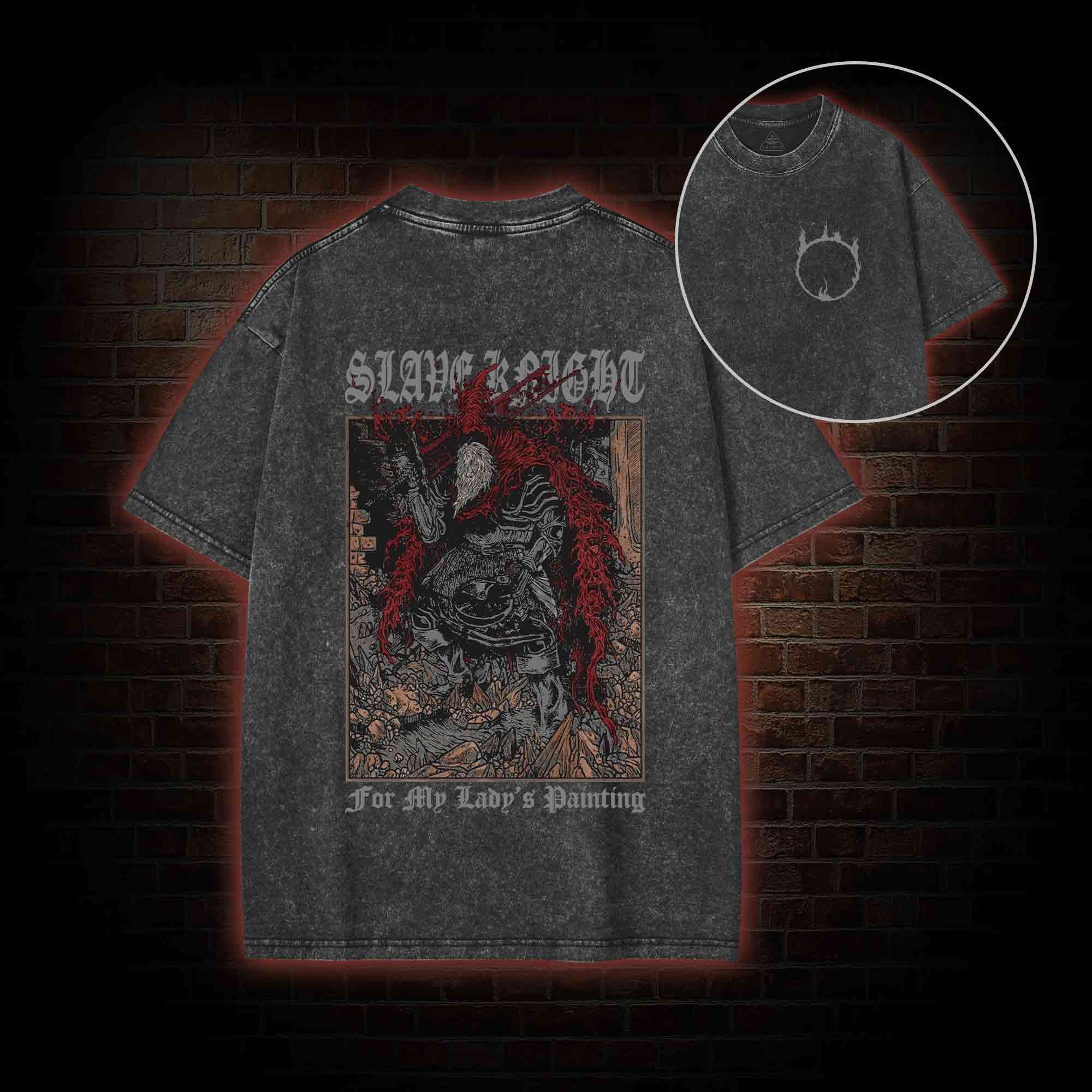 For My Lady's Painting Back Print Washed T-shirt