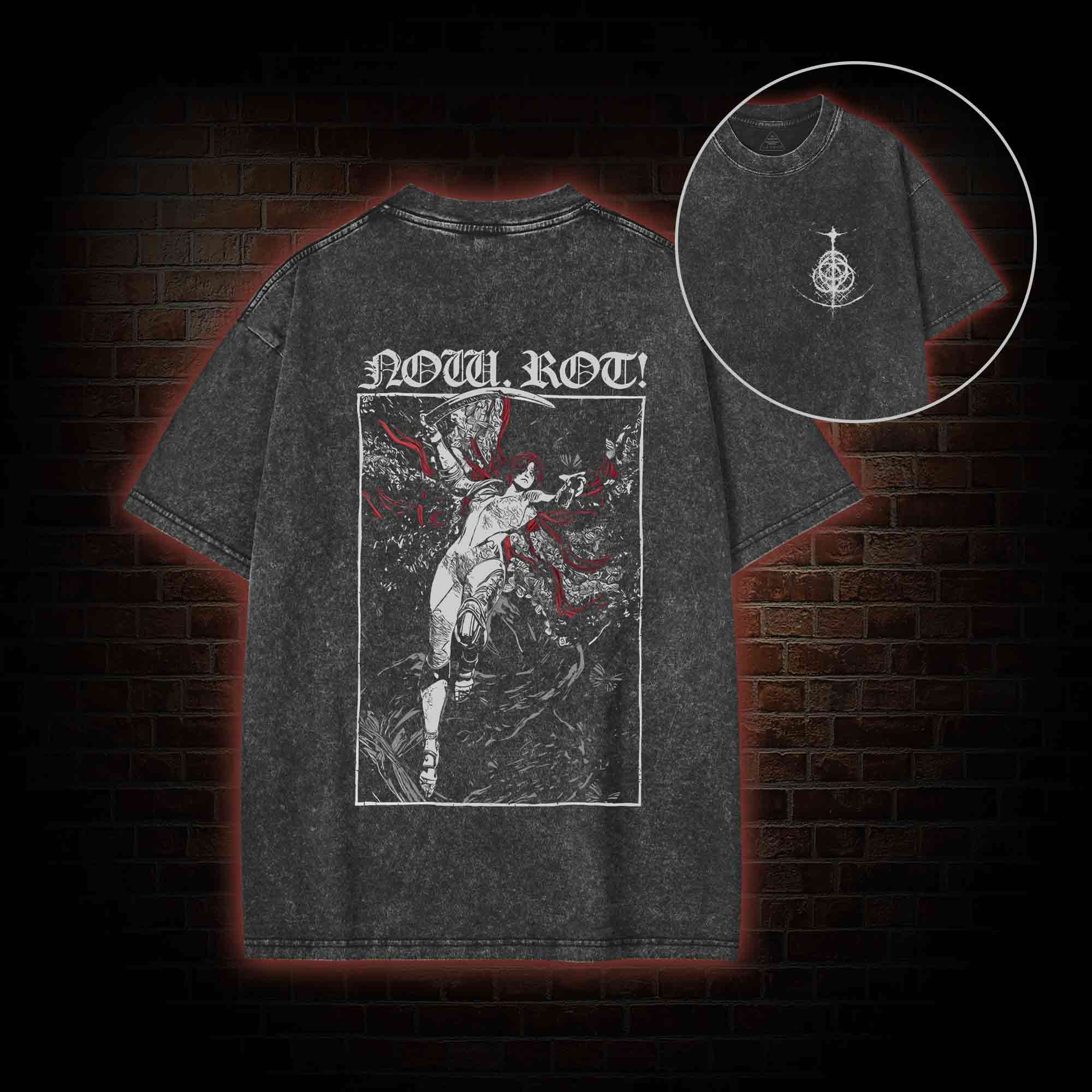 Now Rot Back Print Washed T-shirt