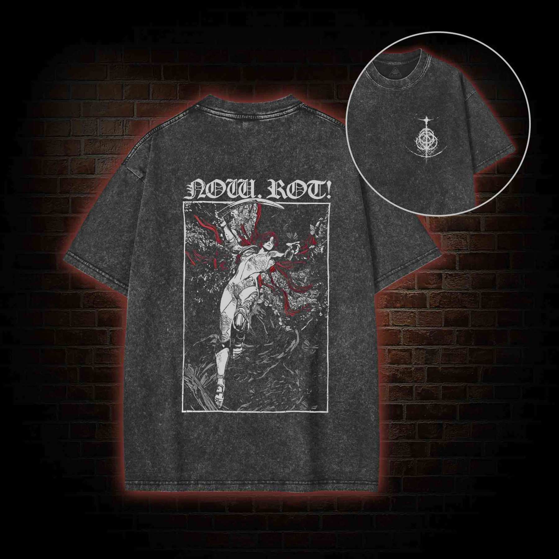 Now Rot Back Print Washed T-shirt