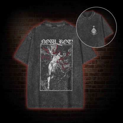 Now Rot Back Print Washed T-shirt