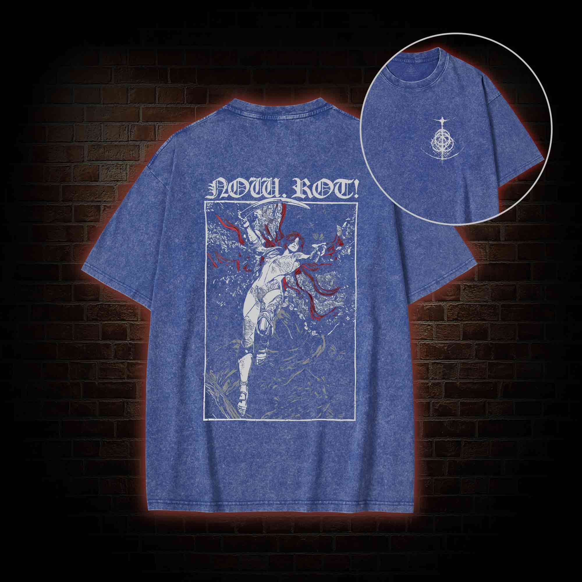 Now Rot Back Print Washed T-shirt