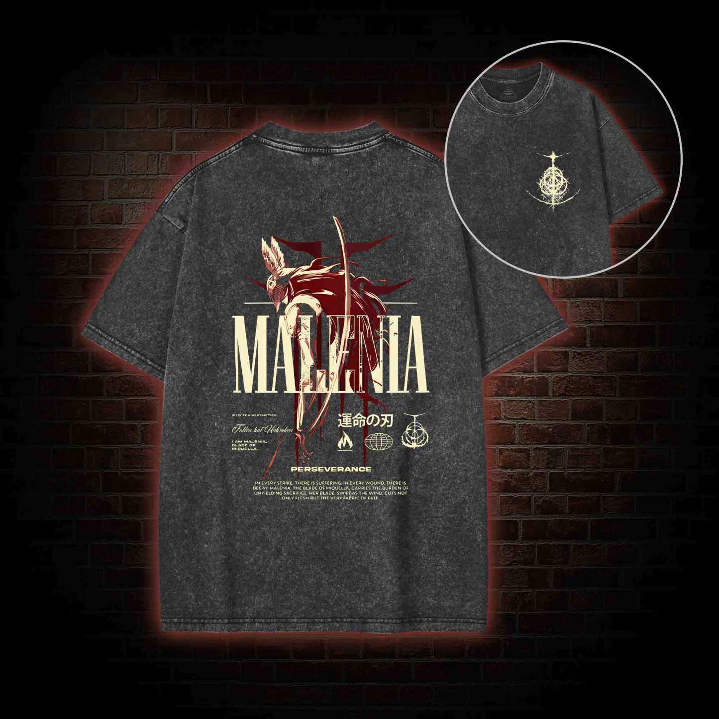 Cursed Goddess Back Print Washed T-shirt