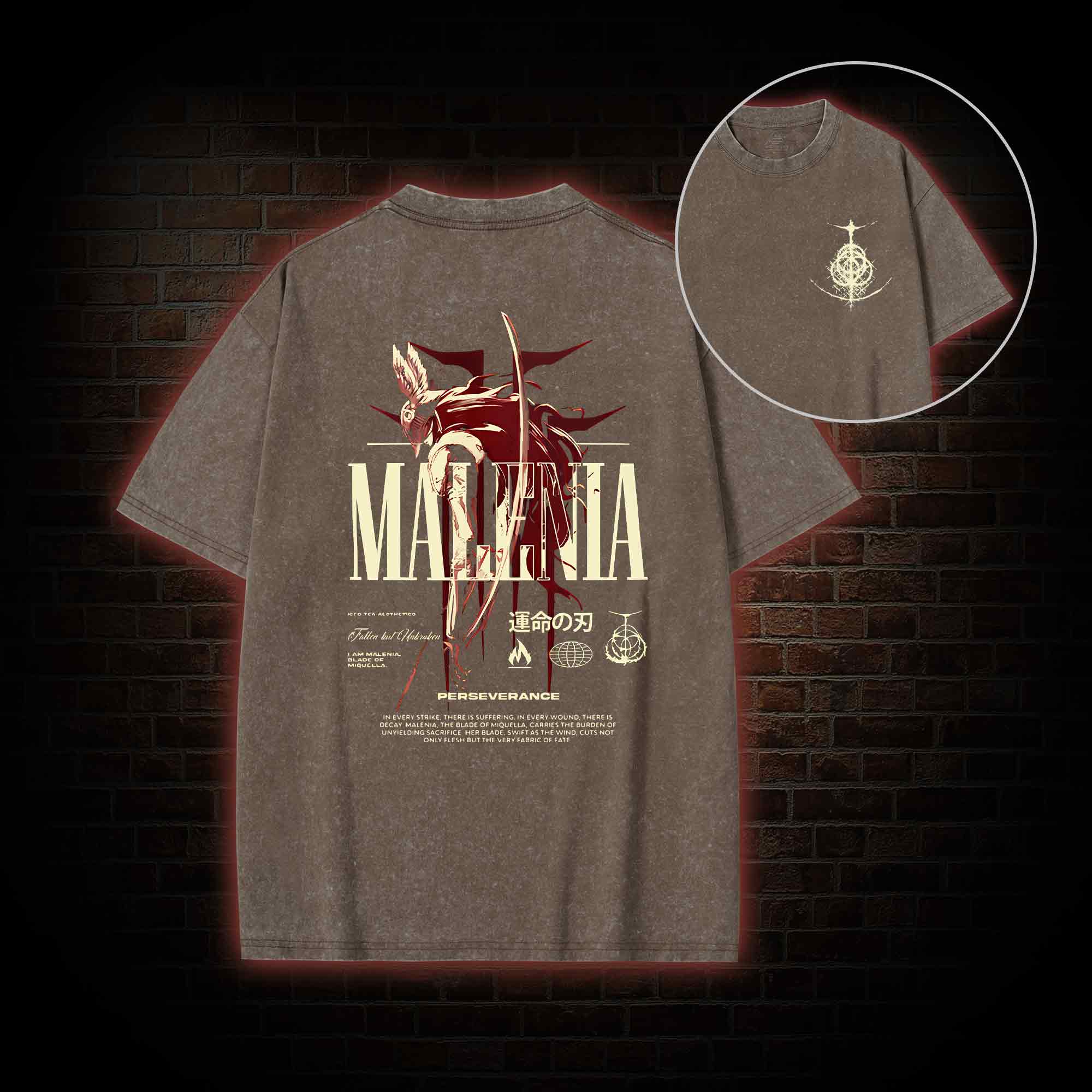 Cursed Goddess Back Print Washed T-shirt