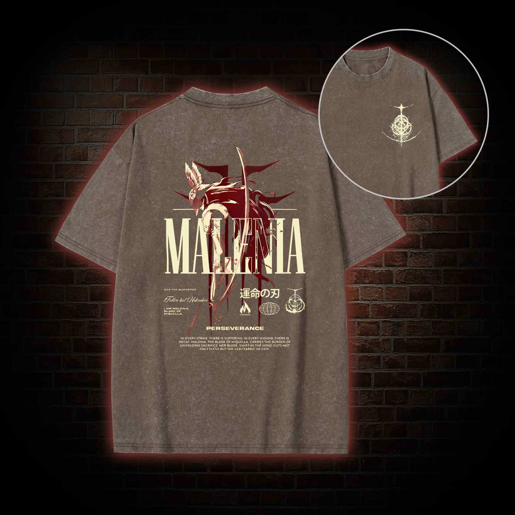 Cursed Goddess Back Print Washed T-shirt