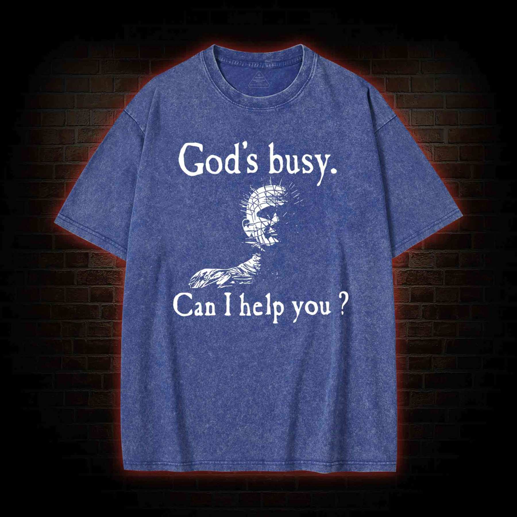 God’s Busy Can I Help You? Washed T-shirt
