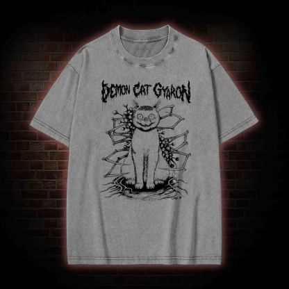Demon Cat Washed T-shirt