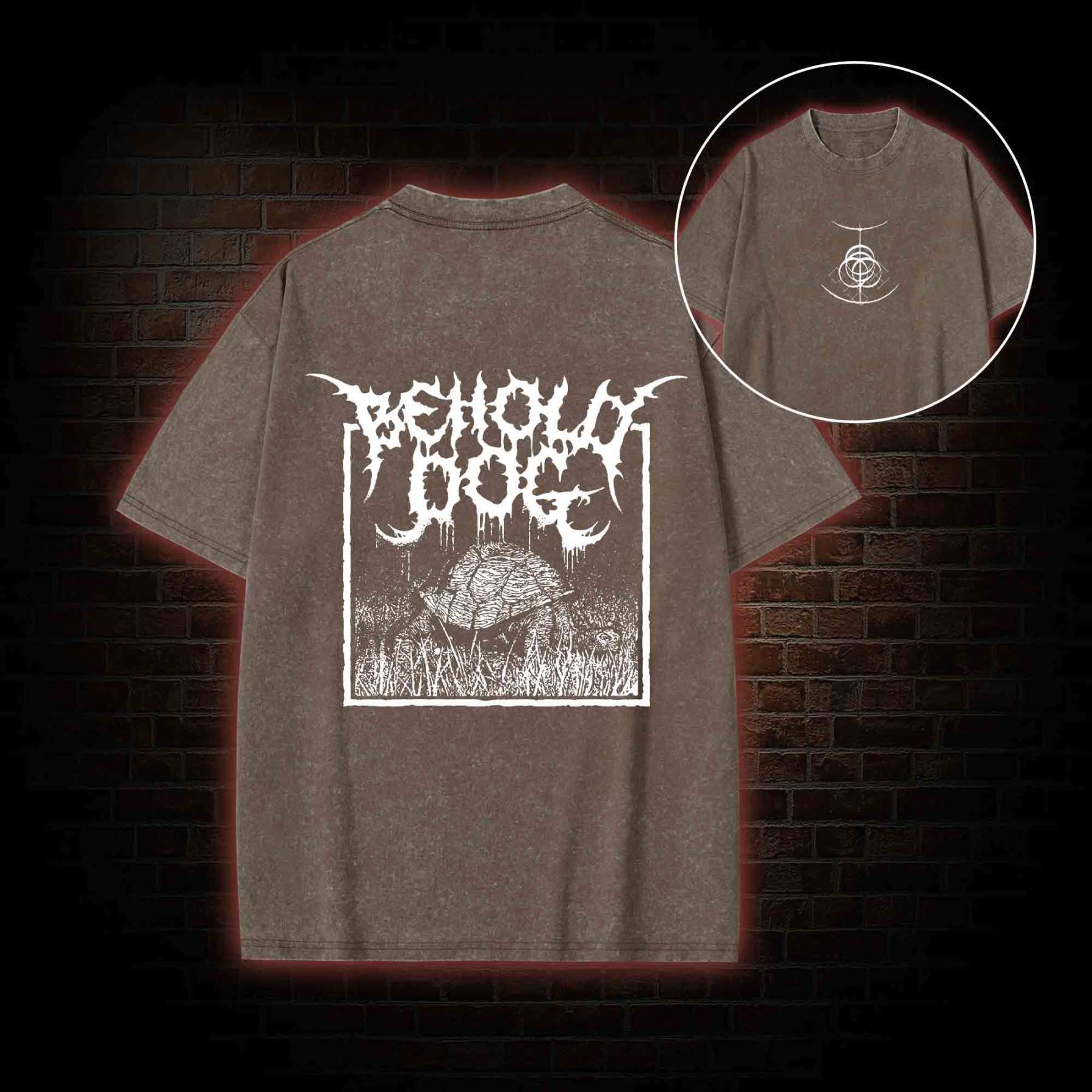 Behold Dog Back Print Washed T-shirt