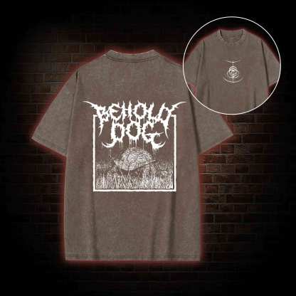 Behold Dog Back Print Washed T-shirt